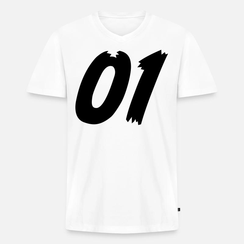 01 - Team - Männer Premium Bio T-Shirt mit V-Ausschnitt - Weiß