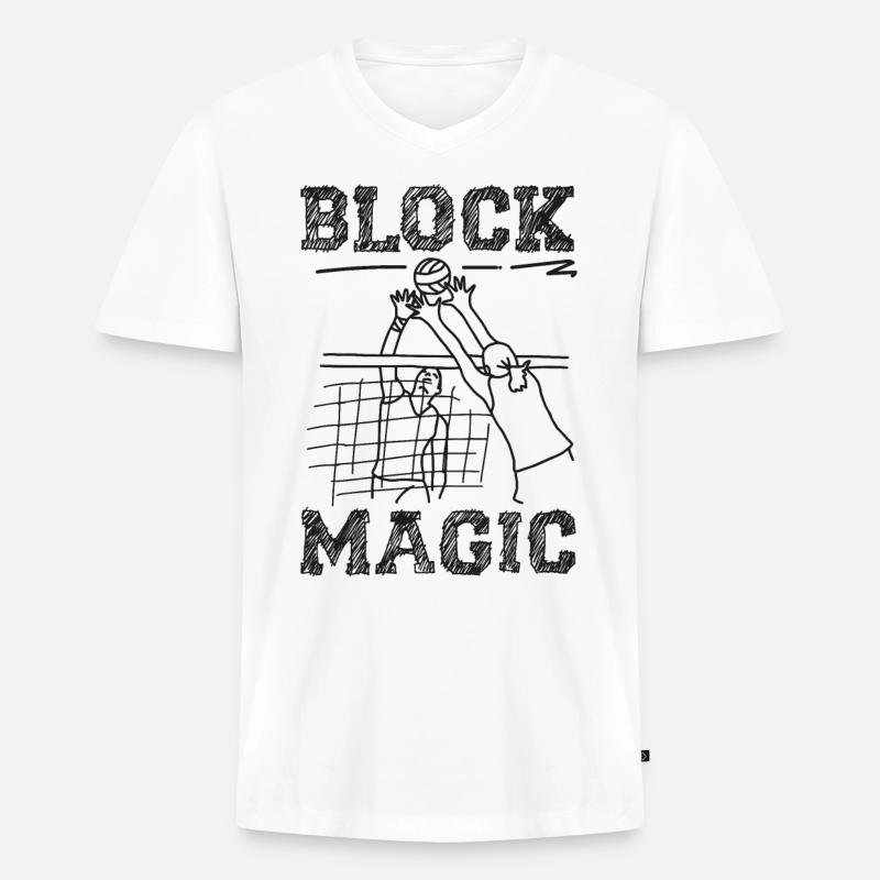 Volleyball Player Team Block Magic - Männer Premium Bio T-Shirt mit V-Ausschnitt - Weiß