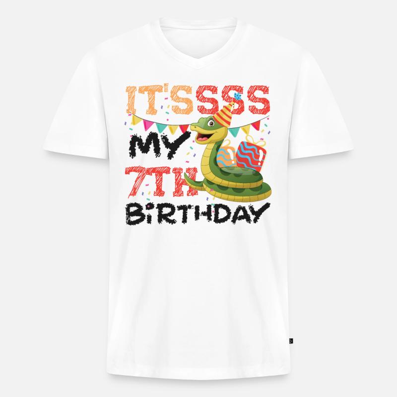 Snake Serpent It'ssss My 7th - Männer Premium Bio T-Shirt mit V-Ausschnitt - Weiß