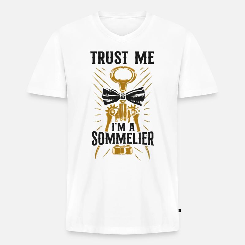 Sommelier Wine Drinking Tasting - Männer Premium Bio T-Shirt mit V-Ausschnitt - Weiß