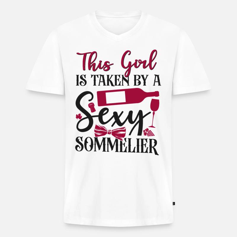 Sommelier Wine Drinking Tasting - Männer Premium Bio T-Shirt mit V-Ausschnitt - Weiß