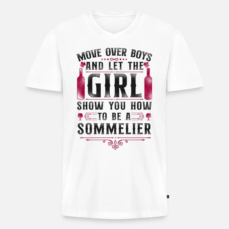 Sommelier Wine Drinking Tasting - Männer Premium Bio T-Shirt mit V-Ausschnitt - Weiß