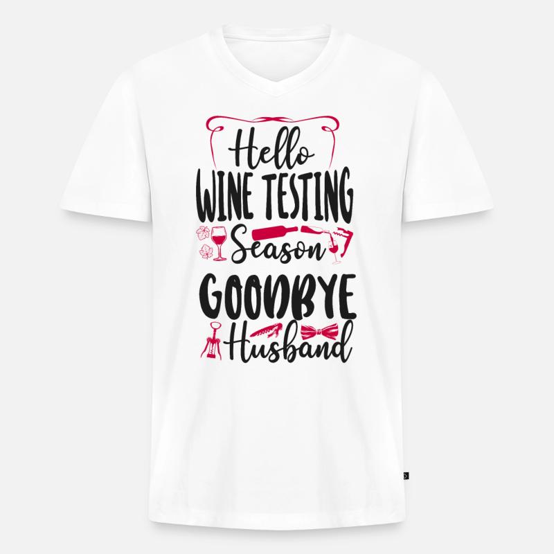 Sommelier Wine Drinking Tasting - Männer Premium Bio T-Shirt mit V-Ausschnitt - Weiß