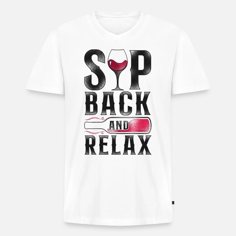 Sommelier Wine Drinking Tasting - Männer Premium Bio T-Shirt mit V-Ausschnitt - Weiß