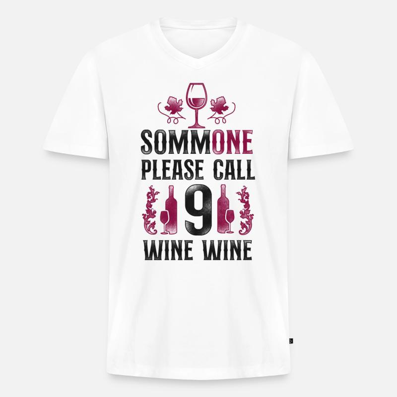 Sommelier Wine Drinking Tasting - Männer Premium Bio T-Shirt mit V-Ausschnitt - Weiß