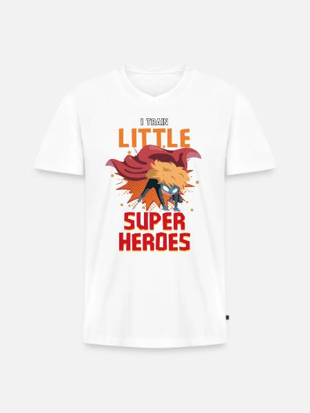 Kindergarten teacher raises little superheroes - Men's Premium Organic T-shirt with V-neck - white