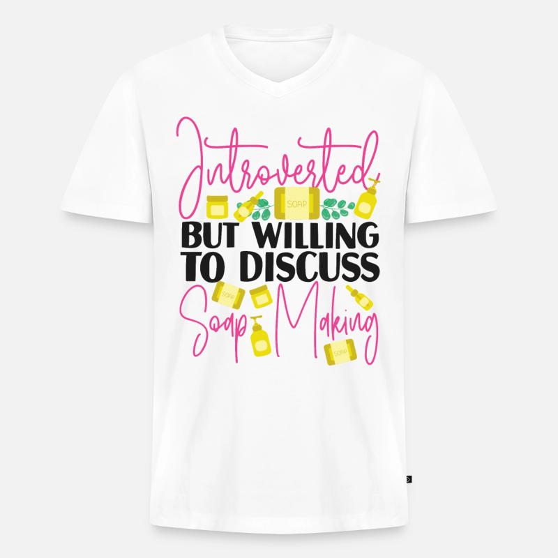 Soap Making Crafting Introverted - Männer Premium Bio T-Shirt mit V-Ausschnitt - Weiß