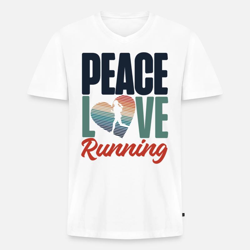 Running Runner Half Marathon - Männer Premium Bio T-Shirt mit V-Ausschnitt - Weiß