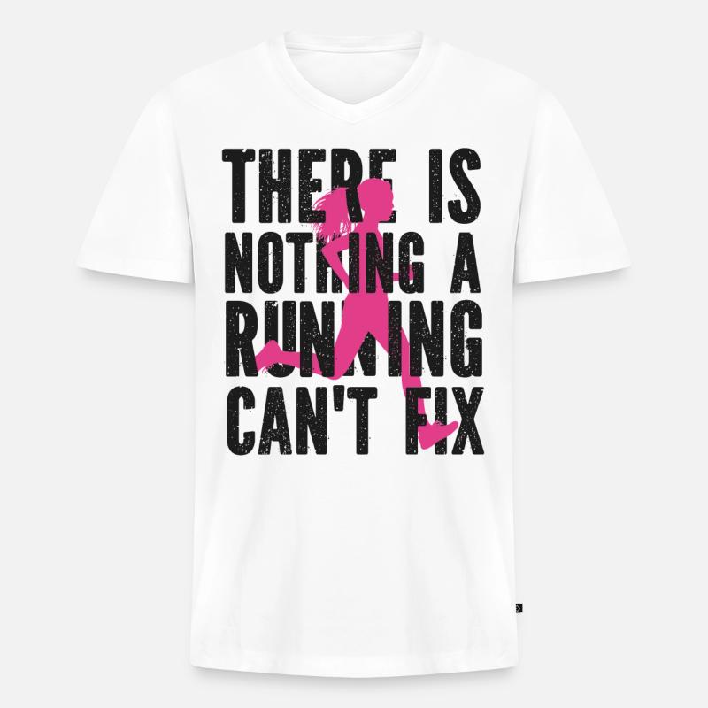 Running Runner Half Marathon - Männer Premium Bio T-Shirt mit V-Ausschnitt - Weiß
