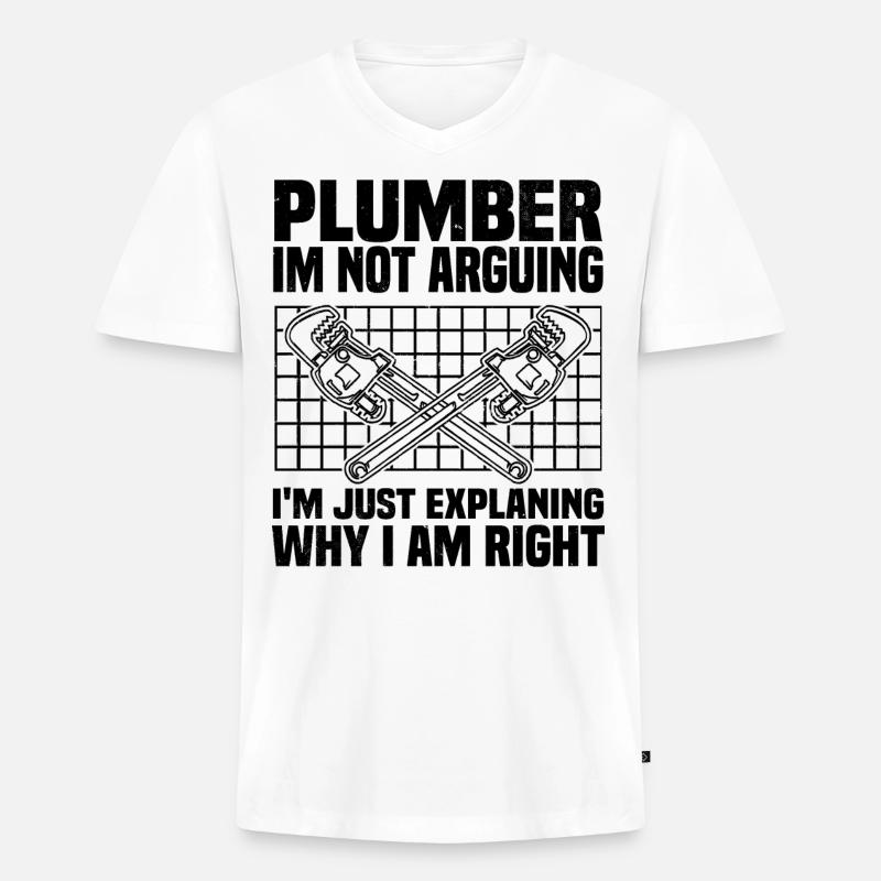 Klempner Sprüche | Handwerker Azubi Geschenkideen - Männer Premium Bio T-Shirt mit V-Ausschnitt - Weiß
