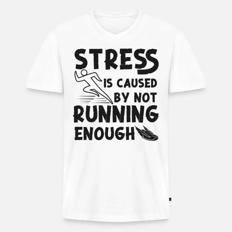 Running Runner Half Marathon - Männer Premium Bio T-Shirt mit V-Ausschnitt - Weiß