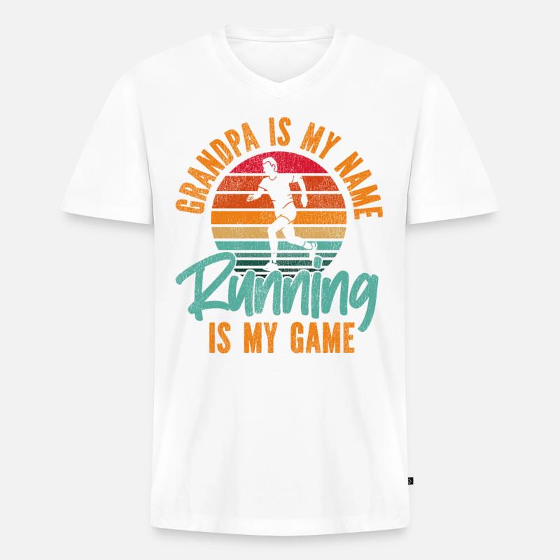 Running Runner Half Marathon - Männer Premium Bio T-Shirt mit V-Ausschnitt - Weiß