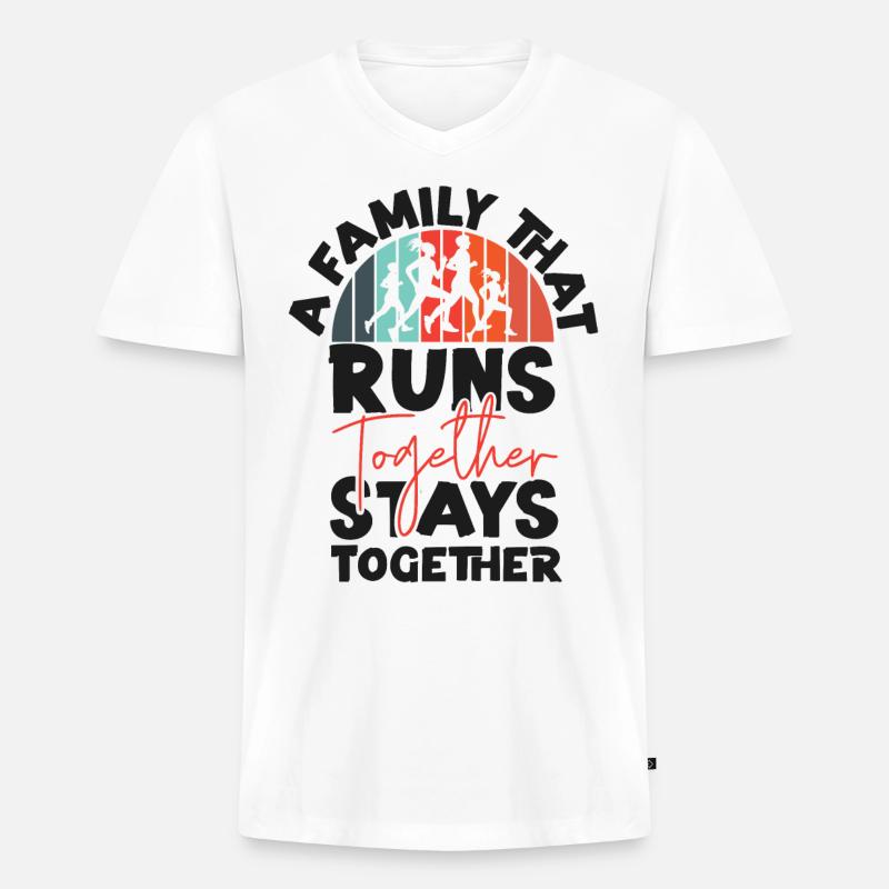Running Runner Half Marathon - Männer Premium Bio T-Shirt mit V-Ausschnitt - Weiß