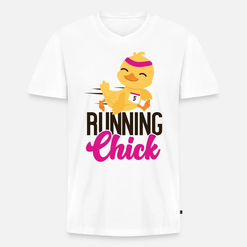 Running Runner Half Marathon - Männer Premium Bio T-Shirt mit V-Ausschnitt - Weiß