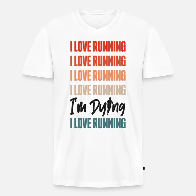 Running Runner Half Marathon - Männer Premium Bio T-Shirt mit V-Ausschnitt - Weiß