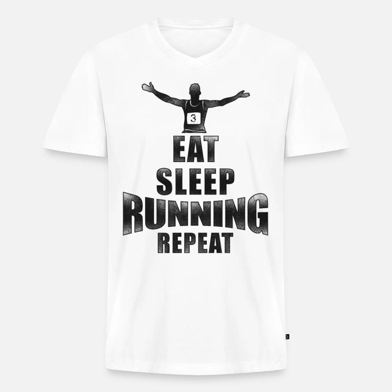Running Runner Half Marathon - Männer Premium Bio T-Shirt mit V-Ausschnitt - Weiß