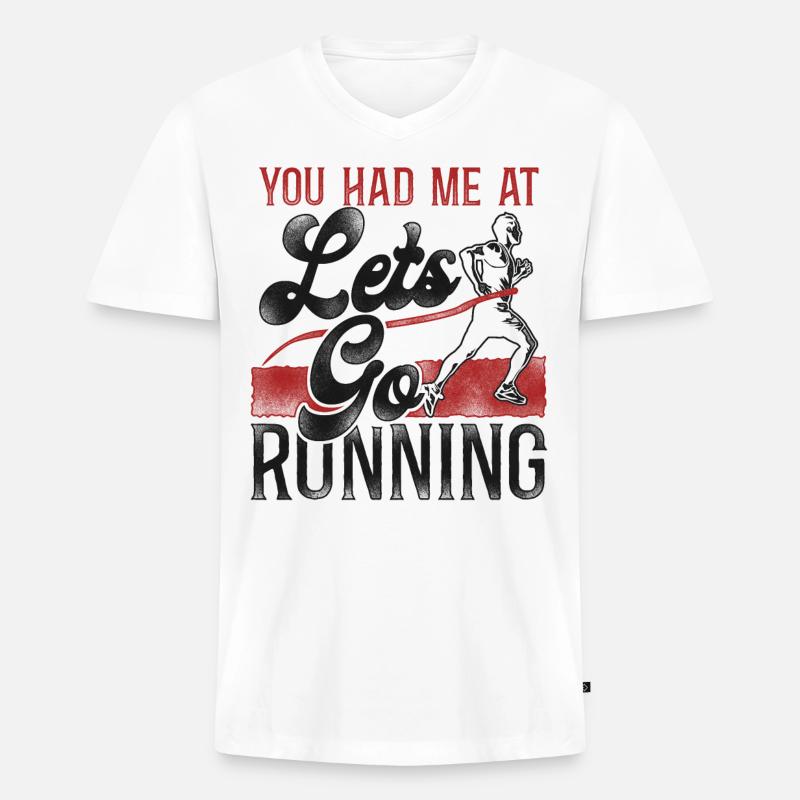 Running Runner Half Marathon - Männer Premium Bio T-Shirt mit V-Ausschnitt - Weiß