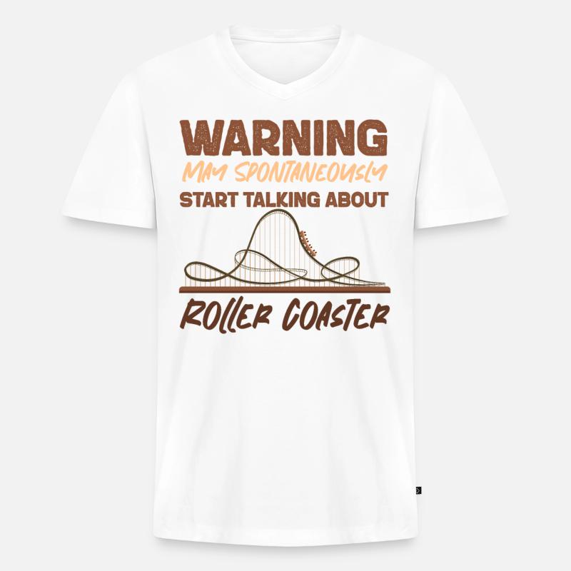 Roller Coaster Warning May - Männer Premium Bio T-Shirt mit V-Ausschnitt - Weiß