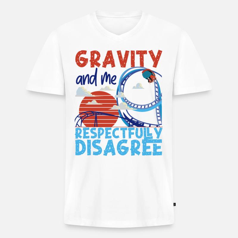 Roller Coaster Gravity And Me - Männer Premium Bio T-Shirt mit V-Ausschnitt - Weiß
