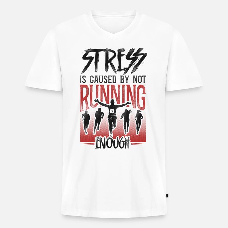 Running Runner Half Marathon - Männer Premium Bio T-Shirt mit V-Ausschnitt - Weiß