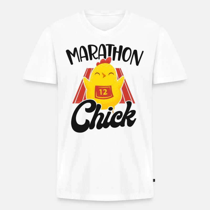 Running Runner Half Marathon - Männer Premium Bio T-Shirt mit V-Ausschnitt - Weiß
