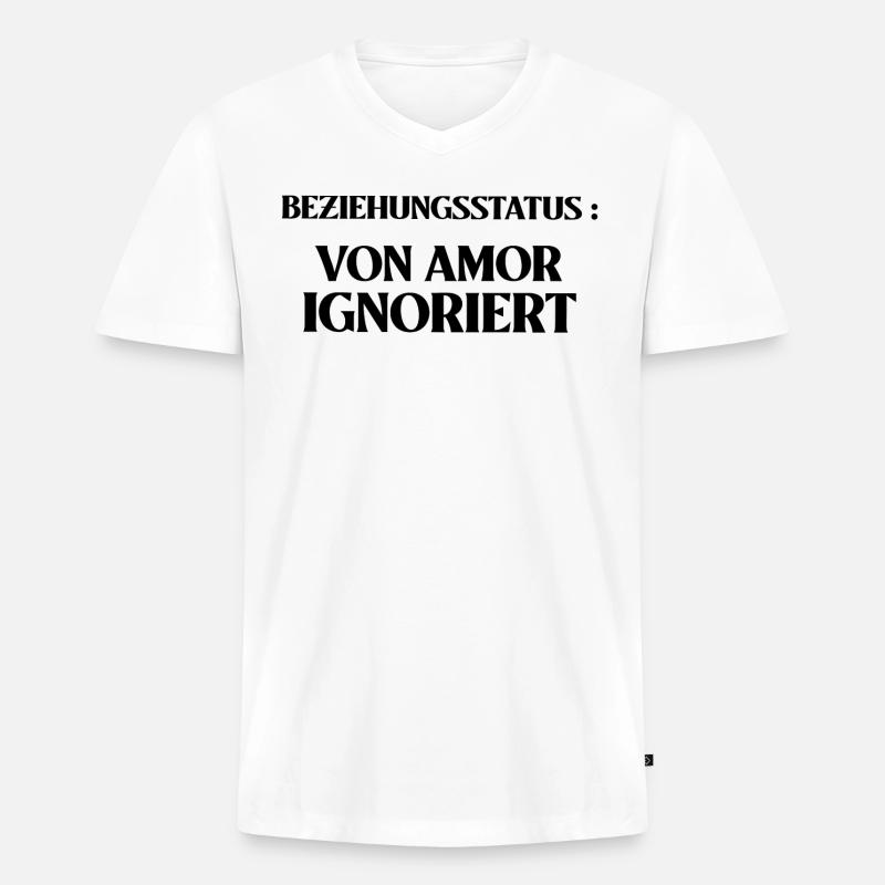 Single Spruch Beziehungsstatus Ledig - Männer Premium Bio T-Shirt mit V-Ausschnitt - Weiß