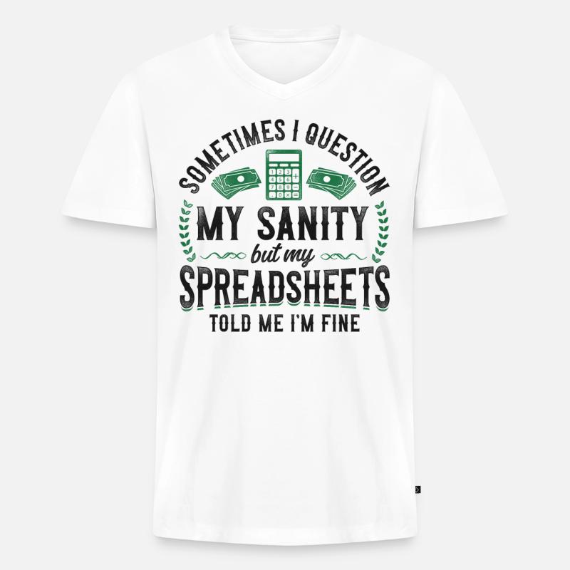 Comptable Comptable Comptable Comptabilité - T-shirt encolure en V Premium bio Homme - blanc