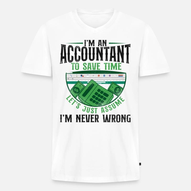 Comptable Comptable Comptable Comptabilité - T-shirt encolure en V Premium bio Homme - blanc