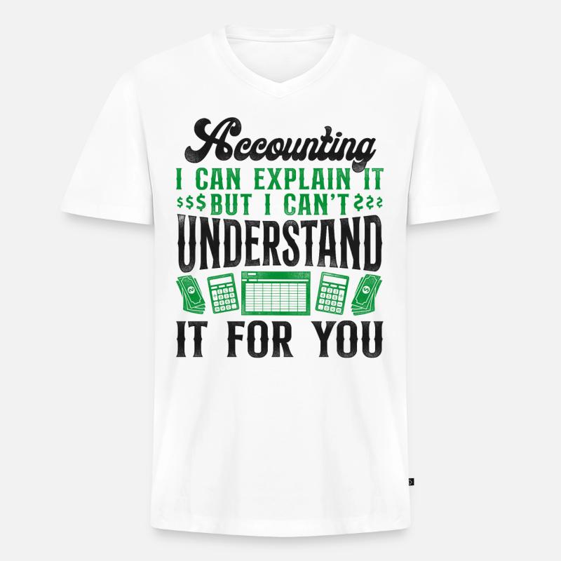Comptable Comptable Comptable Comptabilité - T-shirt encolure en V Premium bio Homme - blanc