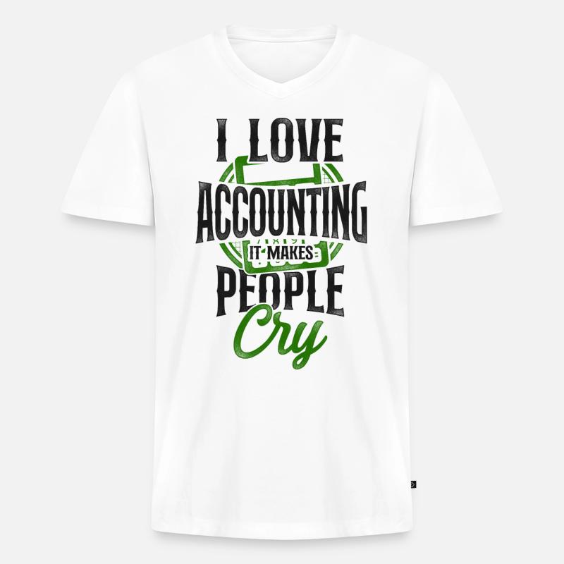 Comptable Comptable Comptable Comptabilité - T-shirt encolure en V Premium bio Homme - blanc