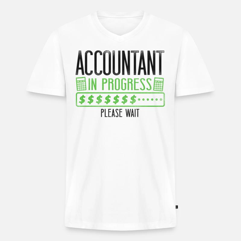 Comptable Comptable Comptable Comptabilité - T-shirt encolure en V Premium bio Homme - blanc