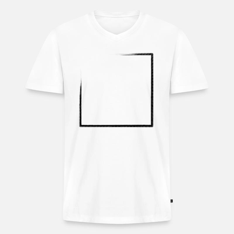 Weathered rectangular frame - Men's Premium Organic T-shirt with V-neck - white