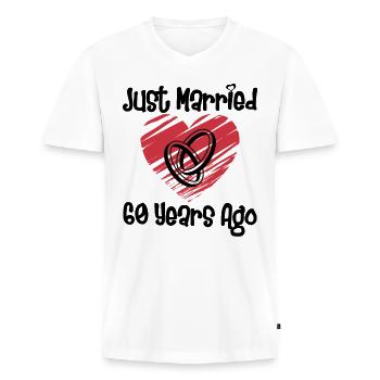 Je viens de me marier il y a 60 ans 60e anniversaire de mariage - T-shirt encolure en V Premium bio Homme - blanc - Devant - Nico (187cm)