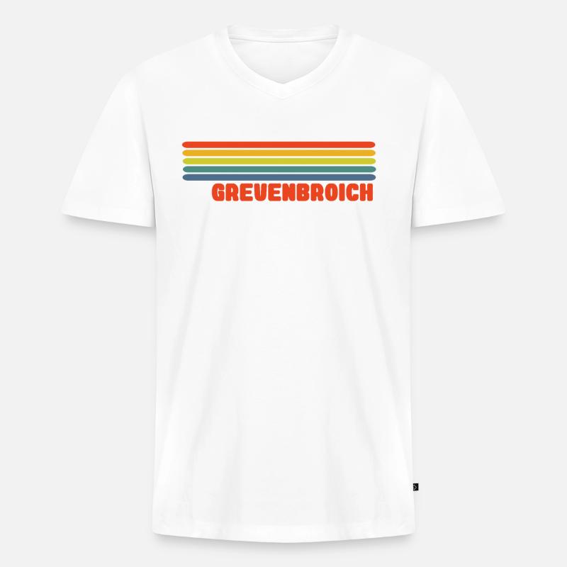 Grevenbroich Regenbogen Mode - Männer Premium Bio T-Shirt mit V-Ausschnitt - Weiß