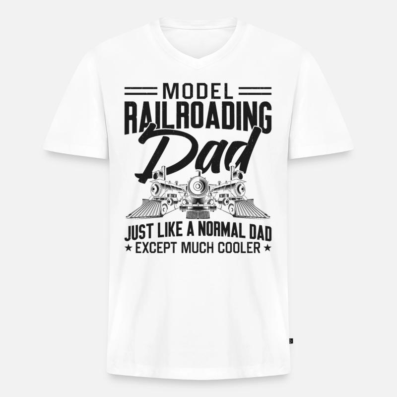 Steam Train Driver Trainspotting - Männer Premium Bio T-Shirt mit V-Ausschnitt - Weiß