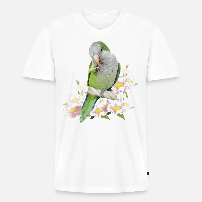 Argentinischer Sittich - Männer Premium Bio T-Shirt mit V-Ausschnitt - Weiß