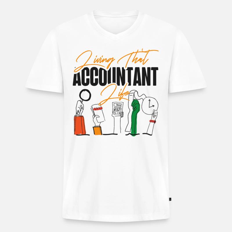 Comptable Comptable Comptable - T-shirt encolure en V Premium bio Homme - blanc
