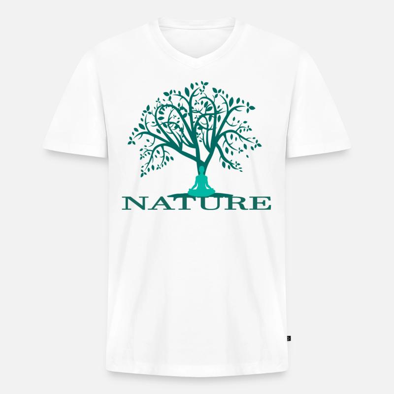 Nature - Männer Premium Bio T-Shirt mit V-Ausschnitt - Weiß