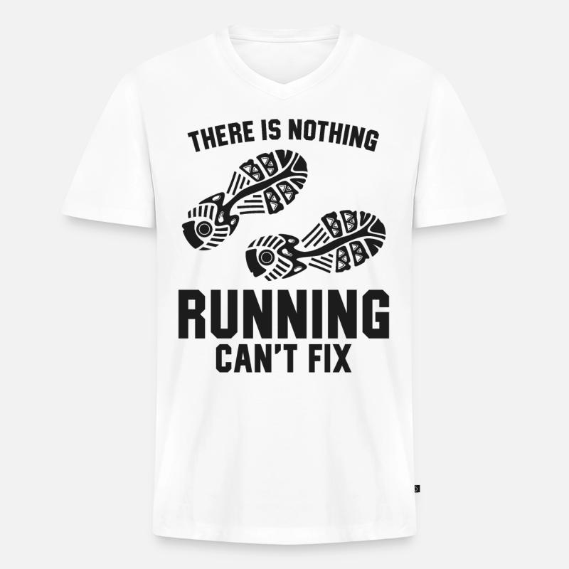 Running Runner Half Marathon - Männer Premium Bio T-Shirt mit V-Ausschnitt - Weiß
