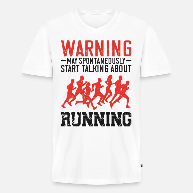 Running Runner Half Marathon - Männer Premium Bio T-Shirt mit V-Ausschnitt - Weiß