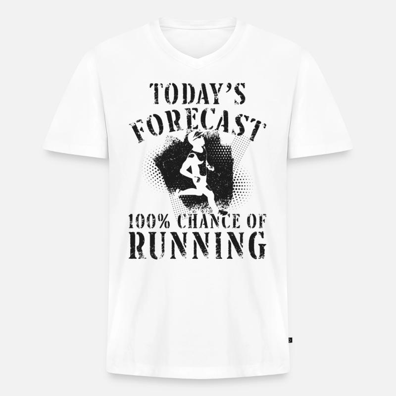 Running Runner Half Marathon - Männer Premium Bio T-Shirt mit V-Ausschnitt - Weiß