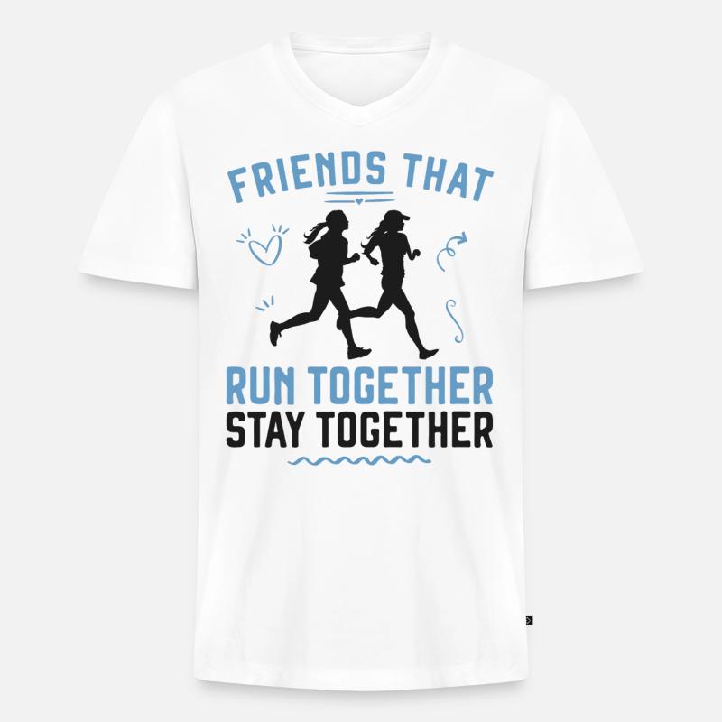 Running Runner Half Marathon - Männer Premium Bio T-Shirt mit V-Ausschnitt - Weiß