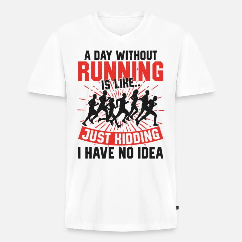 Running Runner Half Marathon - Männer Premium Bio T-Shirt mit V-Ausschnitt - Weiß