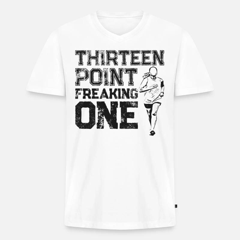 Running Runner Half Marathon - Männer Premium Bio T-Shirt mit V-Ausschnitt - Weiß