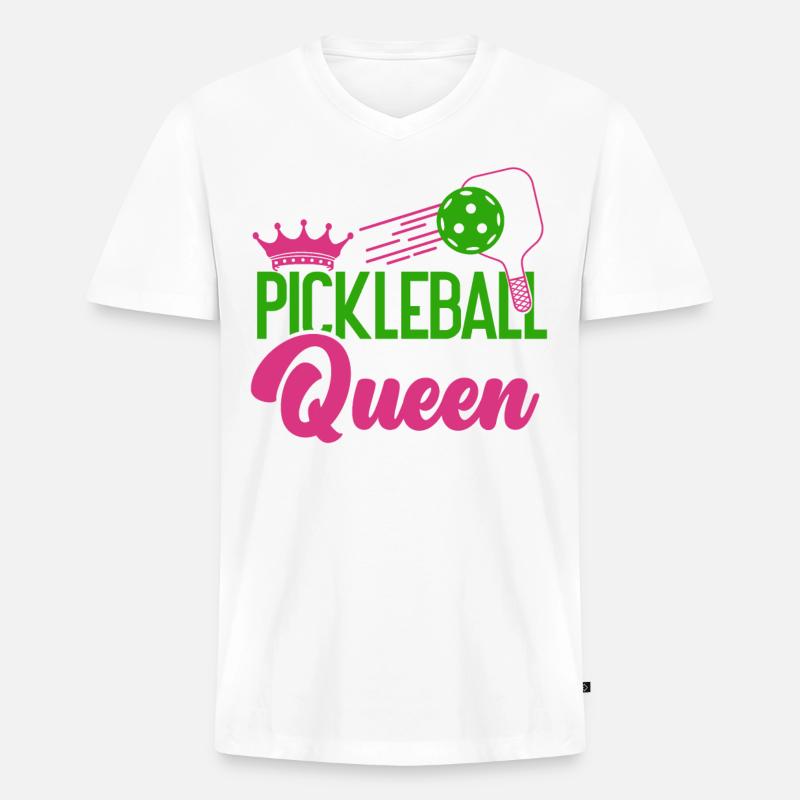 Pickleball Pickleball Queen - Männer Premium Bio T-Shirt mit V-Ausschnitt - Weiß