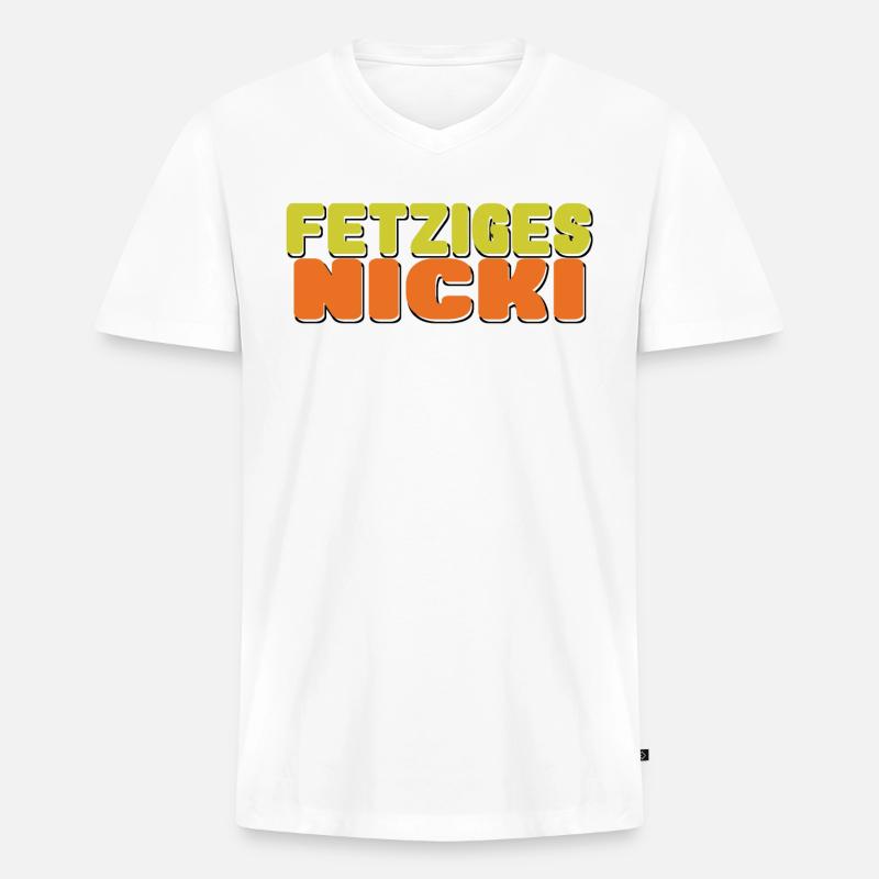 fetziges Nicki - Männer Premium Bio T-Shirt mit V-Ausschnitt - Weiß