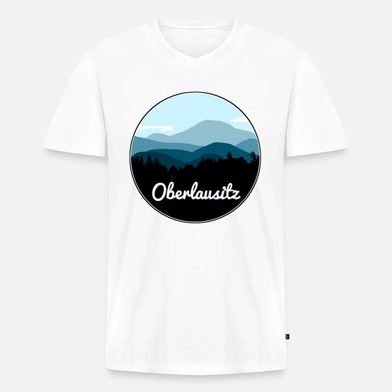Oberlausitz - Männer Premium Bio T-Shirt mit V-Ausschnitt - Weiß