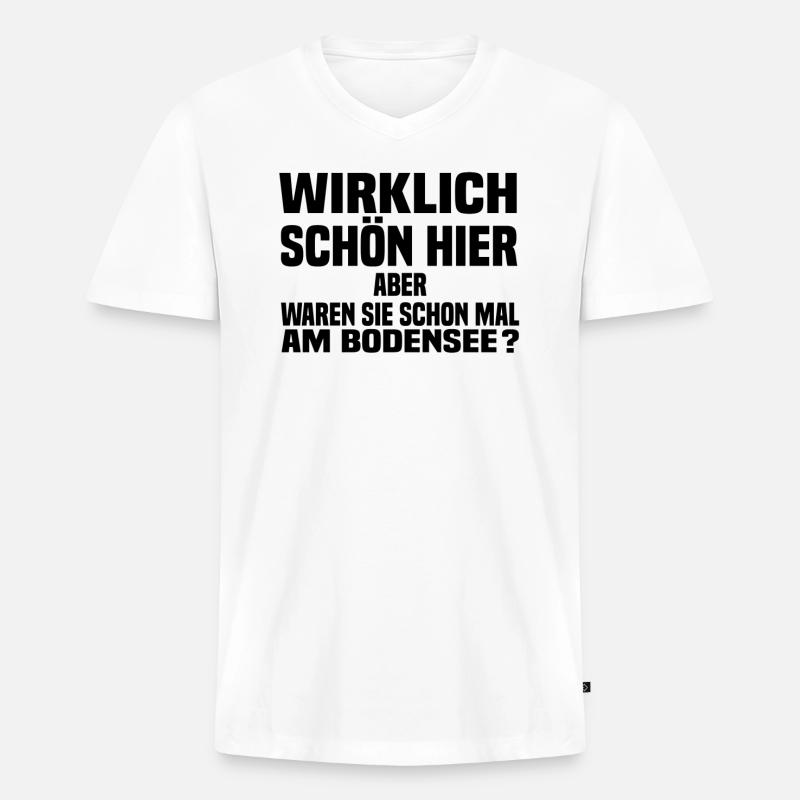 schön hier bodensee - Männer Premium Bio T-Shirt mit V-Ausschnitt - Weiß