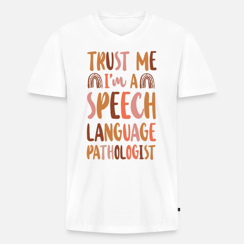 Speech Therapist Therapy Assistant - Männer Premium Bio T-Shirt mit V-Ausschnitt - Weiß