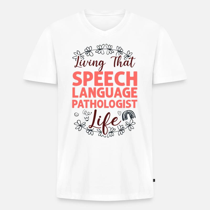 Speech Therapist Therapy Assistant - Männer Premium Bio T-Shirt mit V-Ausschnitt - Weiß